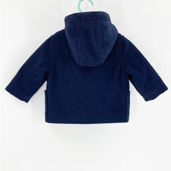 Baby GAP toggle wool blend hooded winter jacket navy pea coat size 3-6M - Picture 3 of 6